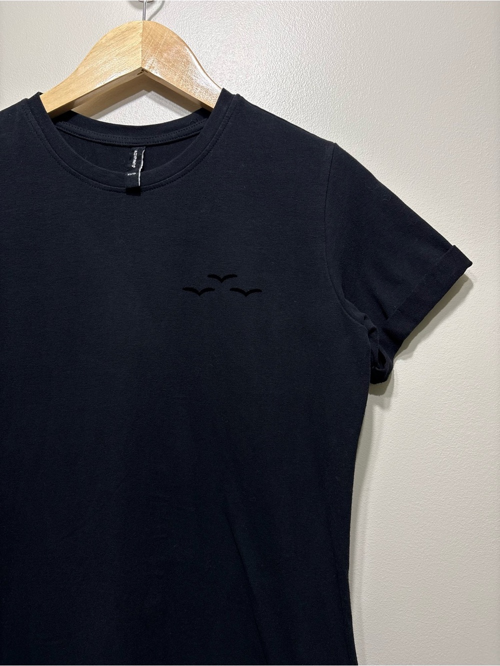 Lazypants Black T-Shirt Mini Dress Seagull Logo Soft Stretch Women’s XS - Picture 3 of 7
